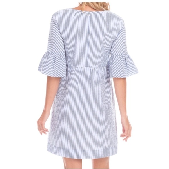 Duffield Lane Richland Ruffle SLV Dress in Pink NWT Cotton Seersucker Striped - Picture 2 of 9